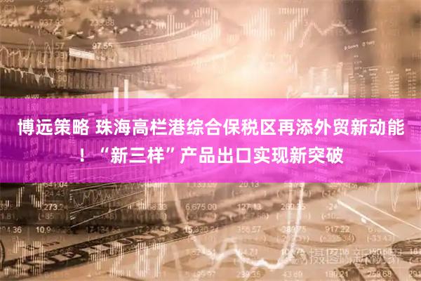 博远策略 珠海高栏港综合保税区再添外贸新动能！“新三样”产品出口实现新突破